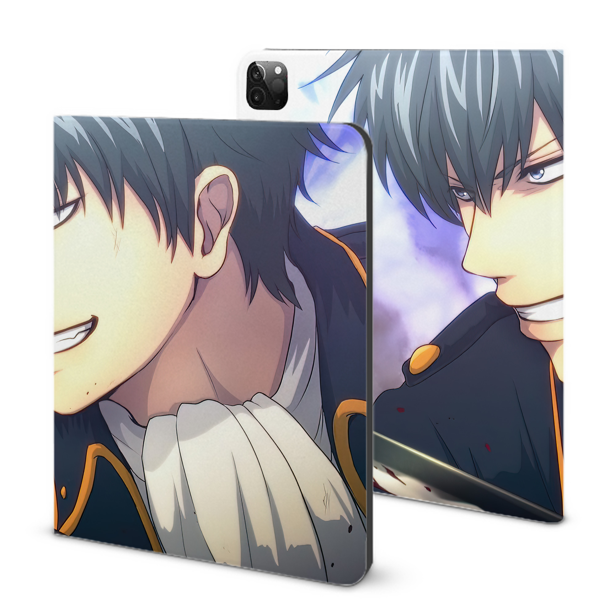 （画像用） ぎんたま 坂田銀時（さかたぎんとき） 神楽 志村新八（しむら しんぱち） GINTAMA Sakata Gintoki Kagura Shimura Shinpachi IPadケース ペンホルダー付き ブックスタイルデザイン